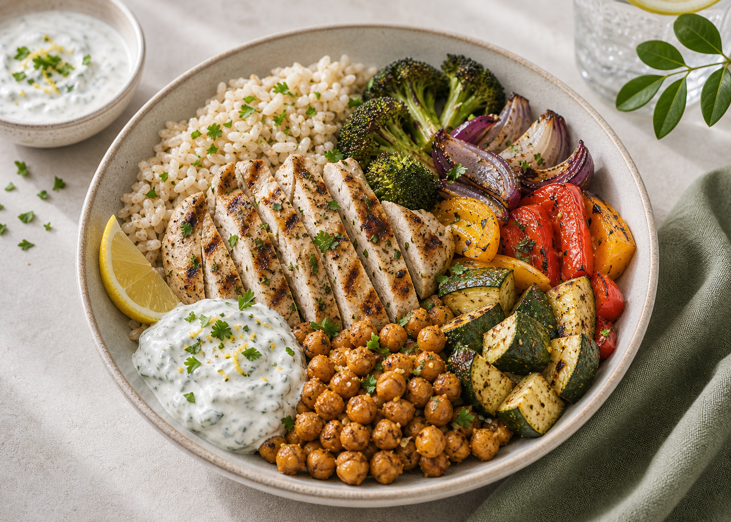 Endurance Chicken Rice Power Bowl served in premium editorial food styling