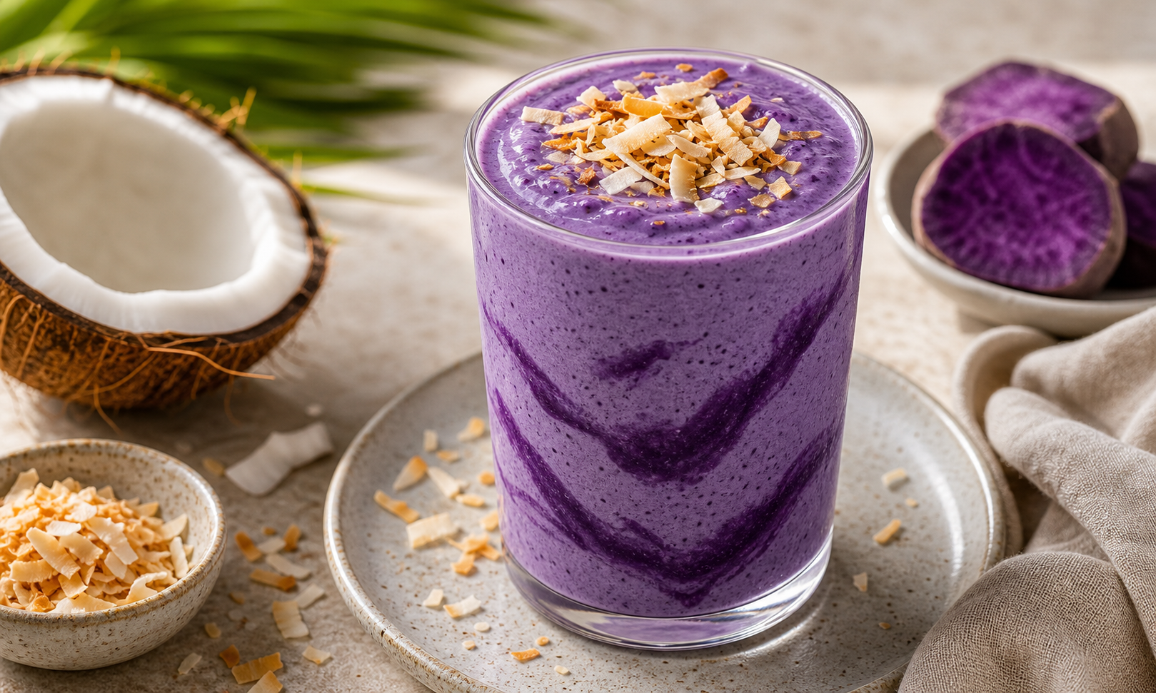 Ube Coconut Smoothie in premium editorial smoothie styling